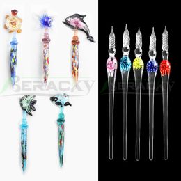 DHL!!! Beracky Two Styles Animal Built-In Flower Glass Dabber Tool Heady Dab Tool Smoking Accessories For Wax Oil Tobacco Quartz Banger Rig
