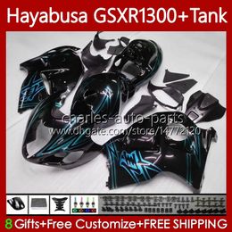 Hayabusa Body For SUZUKI GSXR 1300CC GSX R1300 1300 CC 1996-2007 74No.170 GSX-R1300 GSXR-1300 Black cyan 2002 2003 2004 2005 2006 2007 GSXR1300 96 97 98 99 00 01 Fairing