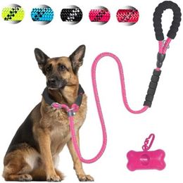 Dog Collars & Leashes Reflective Slip Collar Large Leash Pet Walking Lead Long Short Rope Double Handle For Medium Big Dogs Soft Foam