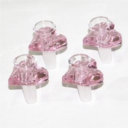 Wholesale heart shape 14mm 18mm male glass bowl smoking colored head filter bowls For Water Bongs