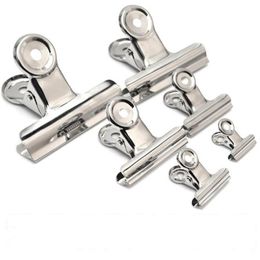 22/31/38/50/63mm Round Metal Grip Clips Silver Bulldog Clip Stainless Steel Ticket Paper Clip For Tags Bags Office