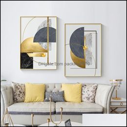 Arts, Crafts Gifts & Gardenmodern Golden Abstract Geometric Art Pattern Stitching Canvas Print For Living Room Home Decor Gold Foil Poster W