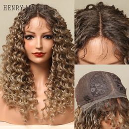 Long Deep Curly Wave Lace Front Wig Synthetic Hair Wigs for Black Women Pre Plucked Lace Closure Wig with Baby Hairfactory dire