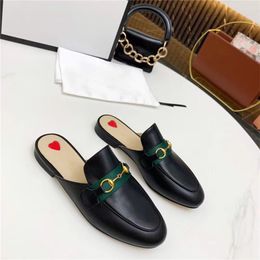 Spring Autumn Women Man Leahter Slippers Luxury Brand Designer Low Heeled Round Toe Shoes Top Quality Different Colours Loafers