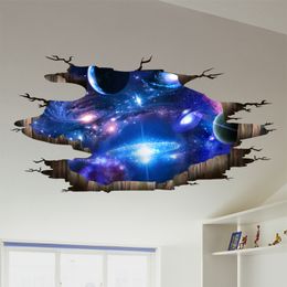 [shijuekongjian] Universe Galaxy 3D Wall Stickers DIY Outer Space Milky Way Wall Decor for Kids Rooms Floor Ceiling Decoration 210308