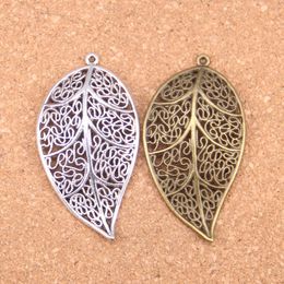 22pcs Antique Silver Plated Bronze Plated leaf Charms Pendant DIY Necklace Bracelet Bangle Findings 57*31mm