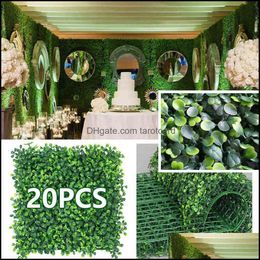 Decorative Flowers & Wreaths Festive Party Supplies Home Garden 20Pcs Artificial Plants Grass Wall Backdrop Wedding Boxwood Hedge Panels For