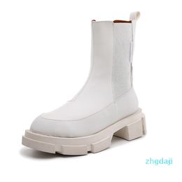 Tasarımcı Sonbahar Kış Kalın Solged Chelsea Medium Boots Martin