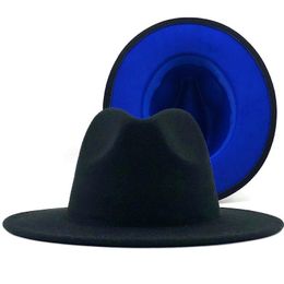 Felt Fedora Hats for Women Black Wide Brim Black Vintage Panama Hat Winter Autumn Caps 58CM Jazz hats