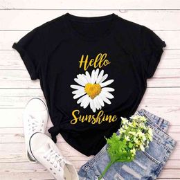 Summer Women T-Shirt Cotton 5XL Plus Size Heart Flower Letters Print Short Sleeve O Neck Fashion Woman Tops Tees Casual Tshirts 210623