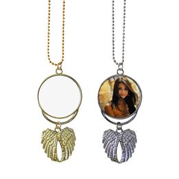 Sublimation Necklace Blanks Pendant Angel Wing Necklaces Decoration Hanging Charm Ornaments Jewellery Accessories YYFA217