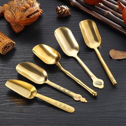 Tea Spoon Chinese Style Copper Scoop High Quality Teas Leaves Scoops Chooser Holder Tealeaf Accessories Tools Wholesale GYL62