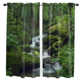 Curtain & Drapes Forest Water Stones Trees Window Curtains For Living Room Bedroom Blinds Kitchen Treatments Panel