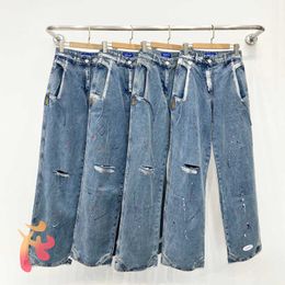 ERRORE Jeans ADER oversize Jeans con cerniera a spruzzo d'inchiostro strappati di alta qualità Adererror Pantaloni casual da donna alla moda da uomo Pantaloni X0602