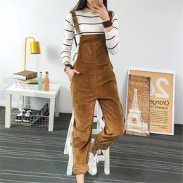 Spring Jumpsuits Women Slim Corduroy Overalls Women New Female Mori Girl Pocket Pants Cute Casual Jumpsuits Jardineira Feminina 210317