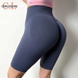 Chrleisure Summer Women Fitness Shorts High Waist Booty Black Biker Sports Running Tight Hip Lifting Shorts Seamless Female Soft 210611