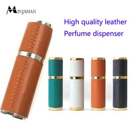 Portable Top Quality Perfume Refillable Bottle Handwork Leather Luxury Mini Sprayer Atomizer Travel Size 10ML