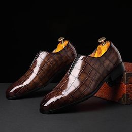 Crocodile Shining Pattern Designer Novel Pointed Wedding Oxford Shoes Men Casual Loafers Formal Dress Footwear Zapatos H