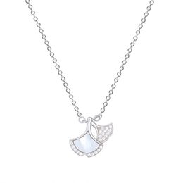 Hemiston 925 Sterling Silver Ginkgo Leaf Necklace Scallop Fritillaria Classic Necklace For Women Gift Q0531