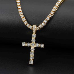 Iced Out Ankh Cross Pendant Choker Necklace Women Hip-Hop Jewellery For Men Tennis Chain Fashion Link Gift