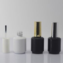 8ml Empty Black Nail Polish Bottle + Small Brush Nail Art Container Glass Nail Oil Bottles