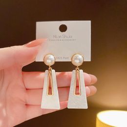 Trendy Black White Resin Drop Earrings for Women Girls Geometric Irregular Metal Acrylic Earrings Party Jewelry
