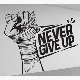 Never Give Up Motivational wall decal Gym wall Decor vinyl never give up quotes Phrase sport Gym training Wall Sticker C983 210310