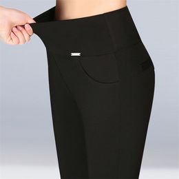 Women High Waist Pants Plus Size Pencil Elegant Ladies Stretch Casual Trousers Female Outwear Skinny Leggings 210915