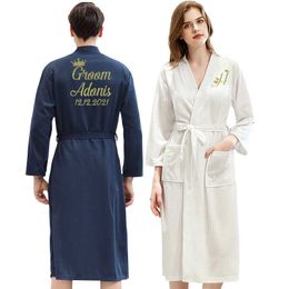 Wedding Party Customise Nama Date Women Men Bathrobe Kimono Dressing Gown Bride Groom Bridesmaid Robe 210924