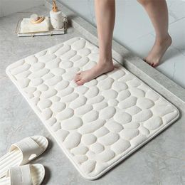 Cobblestone Embossed Bathroom Bath Mat Non-slip Carpets In Wash Basin Bathtub Side Floor Rug Shower Room Doormat Memory Foam Pad 211130