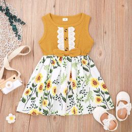 Fashion Baby Dress Set Toddler Kids Baby Girls Summer Fashion A-line Skirt Flower Print Dress Baby Girl Clothes Set Q0716