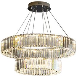Pendant Lamps Modern LED Chandelier Circle Ring Ceiling Lighting Silver Indoor Home