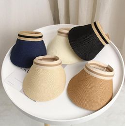 Fashion Visors sun hats wide Brim summer beach hats for men women Adjustable straw caps seaside holiday sunscreen ps2906