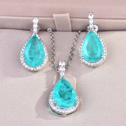 Flower Emerald Diamond Jewellery set Original 925 Sterling Silver Party Wedding Rings EarringsNecklace For Women Vintage Jewellery