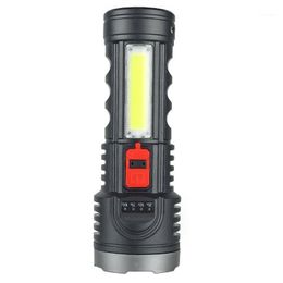 Flashlights Torches Fashion Model Torch With COB Sidelight Design Mini ABS Plastic Powerful Rechargeable Led
