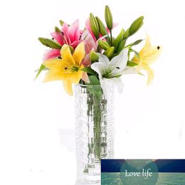 3 Heads Real Touch Lily Artificial Decorative Flowers Wedding Home Office Decoration 4 Colours Fake Flowers High Quality