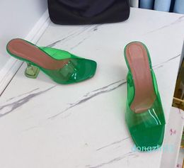moda donna estate classico cristallo trasparente sandalo con cinturino sul retro pompe 9,5 cm di alta qualità