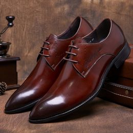 Luxury Men Oxford Shoes Men Dress Shoes Genuine Leather Italian Hand-Polished Pointed Toe Lace Up Wedding Formal Shoes B132