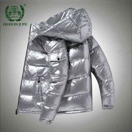 Solid Colour Down Jacket Men Winter Warm Waterproof White Duck Down Coats Male Casual Hooded Zipper Slim Jackets Mens Clothing G1115