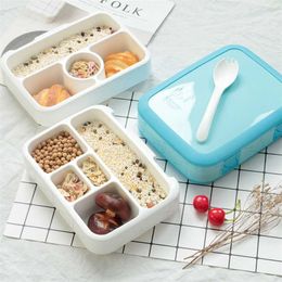 TUUTH Microwave Lunch Box Portable Multiple Grids Bento for School Student Kids Children Dinnerware Food Storage Container 211104