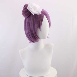 Anime Akatsuki Konan Purple Wig Cosplay Heat Resistant Hair + Cap Accessory Halloween Party Role Play Props Y0913