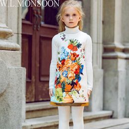 W.L.MONSOON Baby Girls Party Dresses Christmas Clothes 2021 Brand Winter Children Dresses for Girls Flower Vestidos Kids Dress Q0716