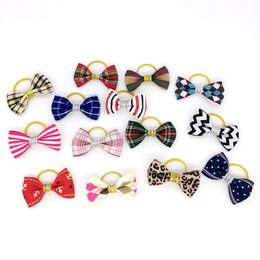 2021 Mixed Hair Bows Rubber Bands Candy Colours Fashion Cute Dog Puppy Cat Kitten Pet Toy Kid Bow Tie Necktie Clothes decoration