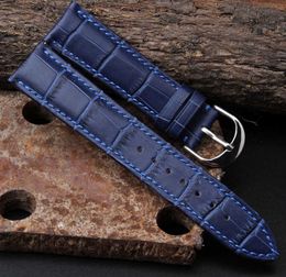 watch strap 12mm NZ - Watch Band 12mm 14mm 16mm 18mm 20mm 22mm Mens Womens Dark Blue 100% Genuine Crocodile Grain Leather Watch Strap Band Bracelets H0915