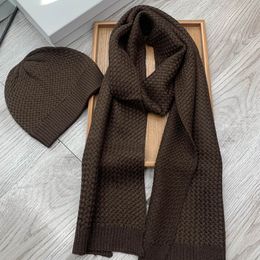 Fashion designer knitted sweater hat + scarf set classic casual warm shawl scarfs high quality fit winter dinner hats