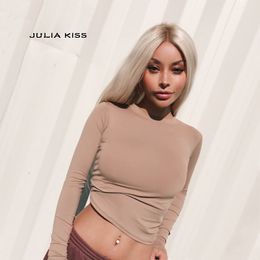 Brand Designer Style Women Basic Crew Neck Slim T-shirt Woman's Primer Shirt Sexy Tops All Match Pure Colour Tops 210306