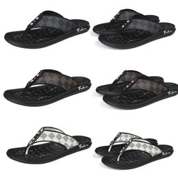 Fashion Luxury Slides Designer Slippers Grid pattern Black White Brown Printing Rubber Leather Mens Sneakers Sandals Beach flip flops
