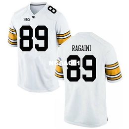 Бесплатная доставка 001 Iowa Hawkeyes Nico Ragaini # 89 Real Emboidery College Football Djersey Size S-4XL или пользовательское любое имя или номер Джерси