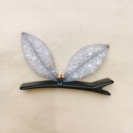 Fashion Cute Crystal Three-dimensional Rabbit Ears Duckbill Clip Personality Sweet Girl Children Barrettes Hair Accessories