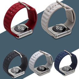 For Smartwatch 44/42mm 40/38mm Silicone Watch Strap Sport Band Breathable With Metal